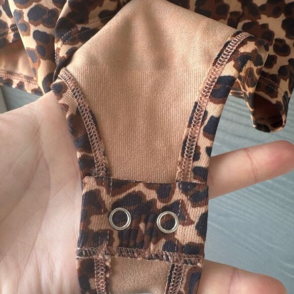 NWOT Anthropologie The Renna Seamless Square-Neck Bodysuit Brown Motif Size L/XL - Picture 5 of 7